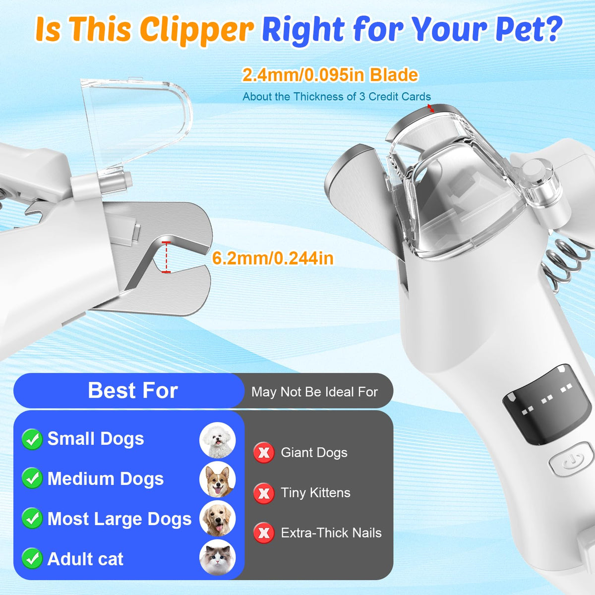 2-in-1 Dog Cat Nail Clippers and Grinder with Light U482378