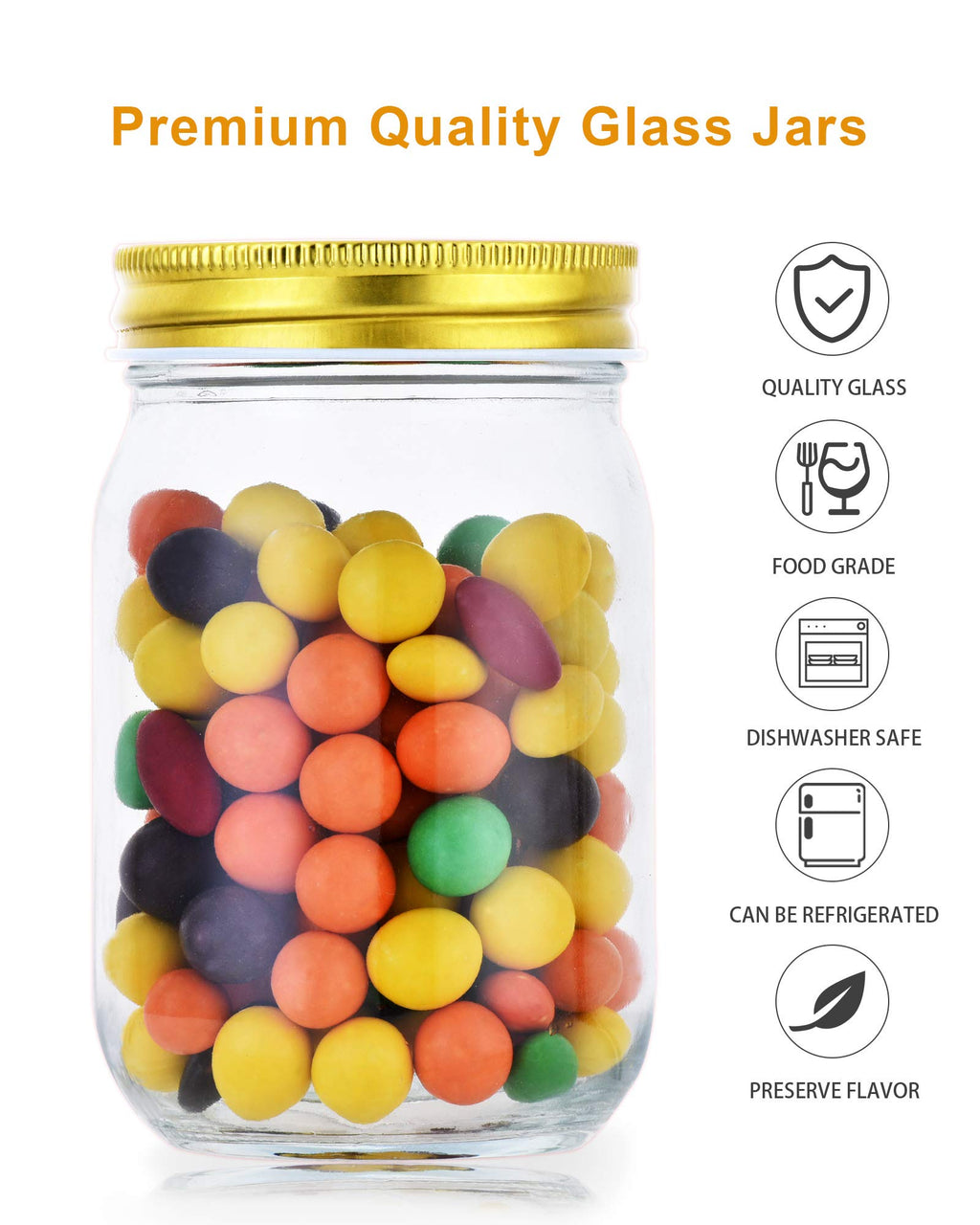 12oz Glass Mason Jars with Lids 20 Pack I61772