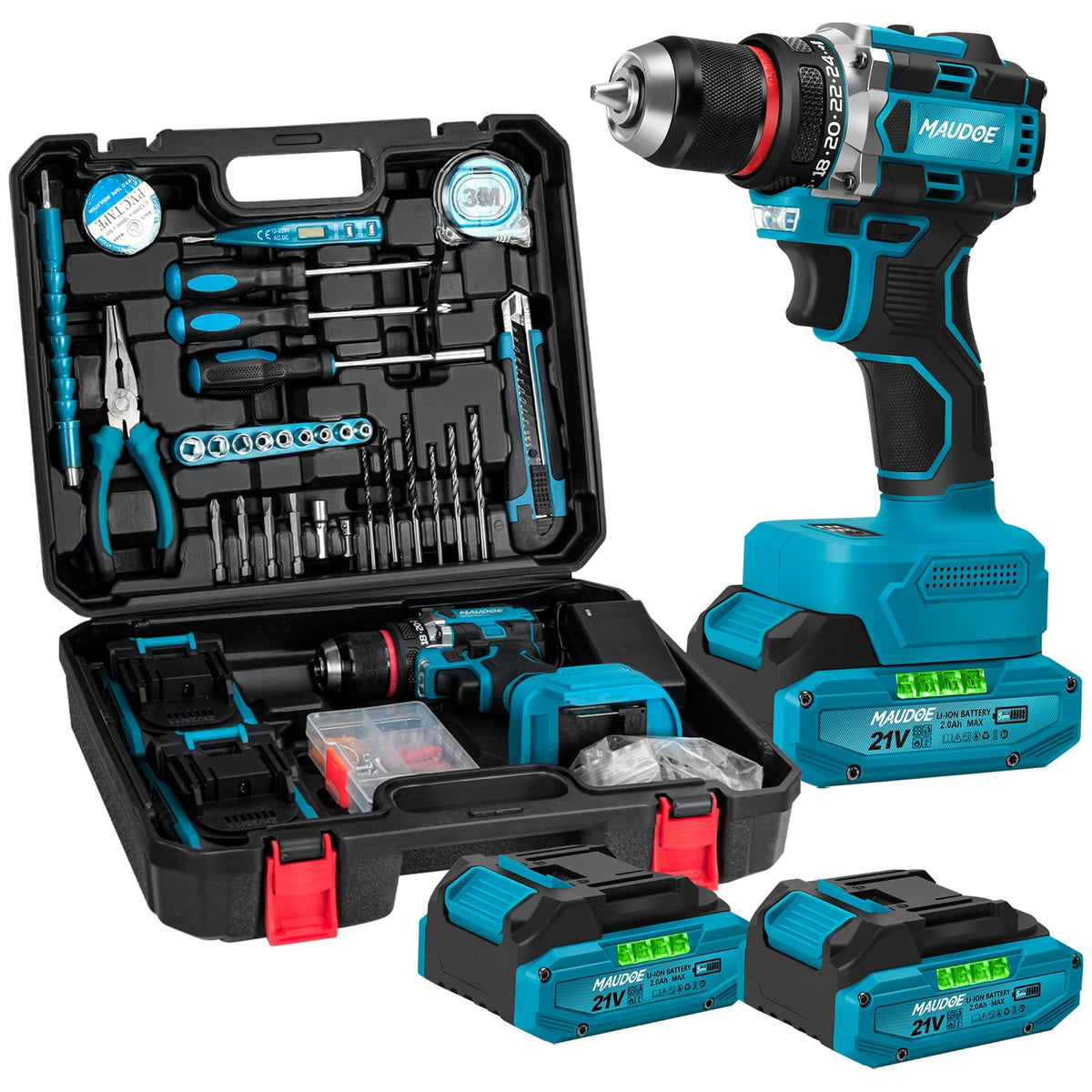 21V Brushless Cordless Drill with 2 Batteries & Charger V6460