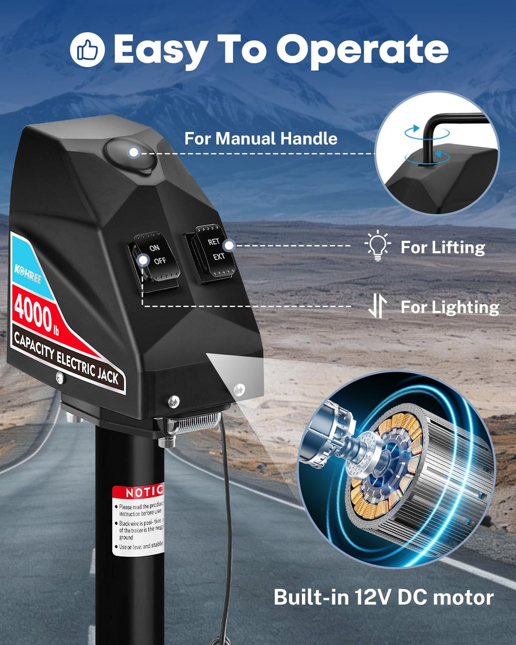 Electric Trailer Jack 4000lbs A-Frame I868