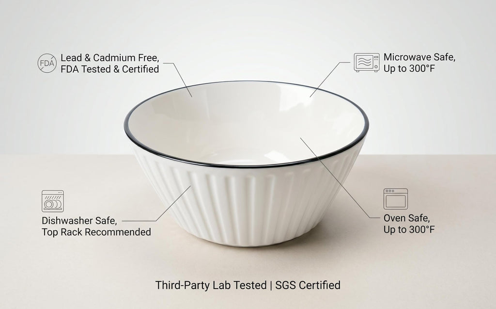 White Ceramic Serving Bowls Set of 4 F386416