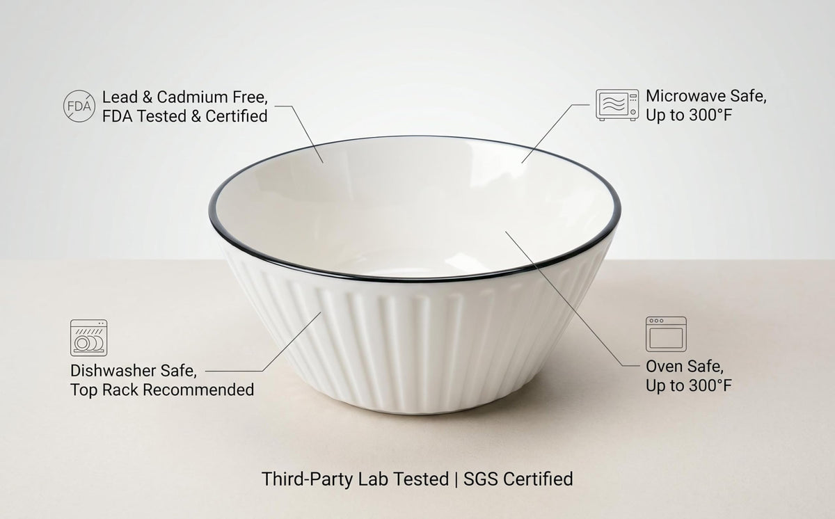 White Ceramic Serving Bowls Set of 4 F386416