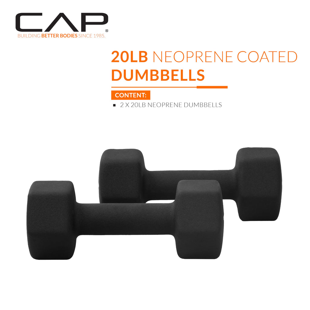 Black 20 lb Neoprene Dumbbell Pair T661083