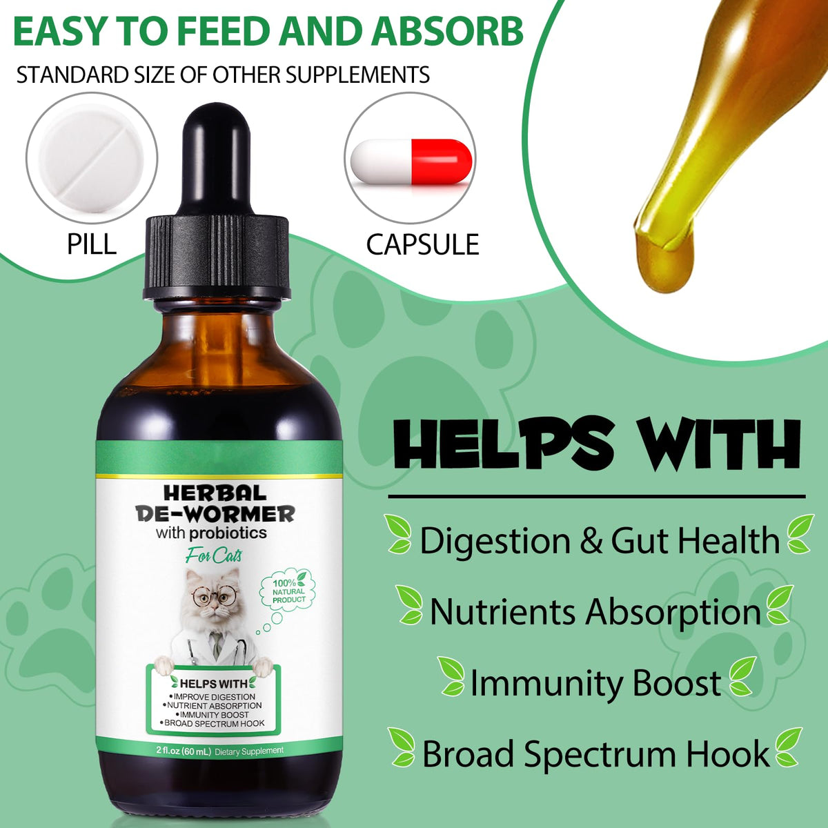 Cat Herbal Probiotics Digestive Supplement Drops 60ml R410