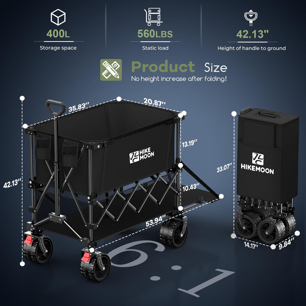Collapsible Wagon with Extended Tailgate, Black B801