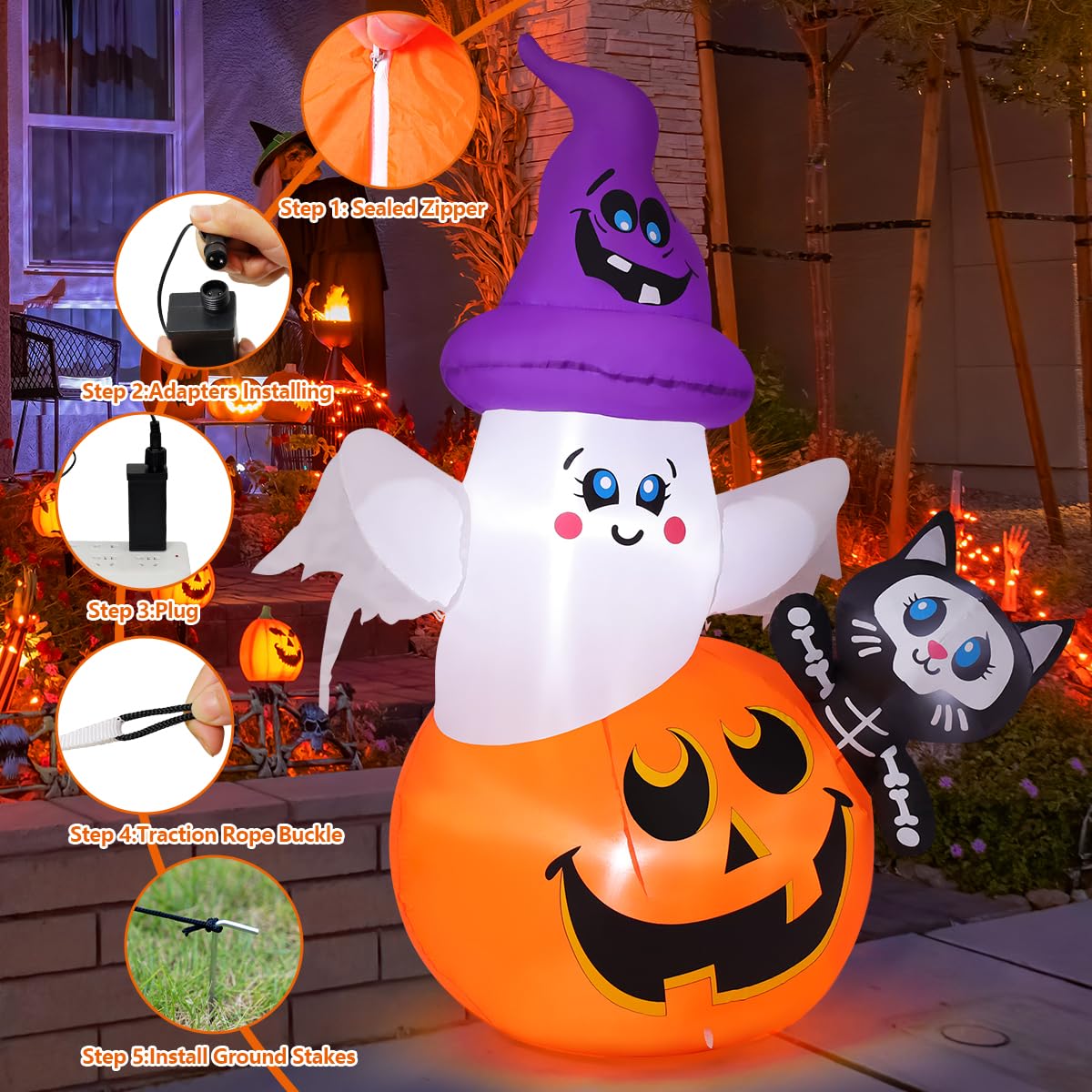 5 FT Halloween Inflatables with Built-in LEDs D724538