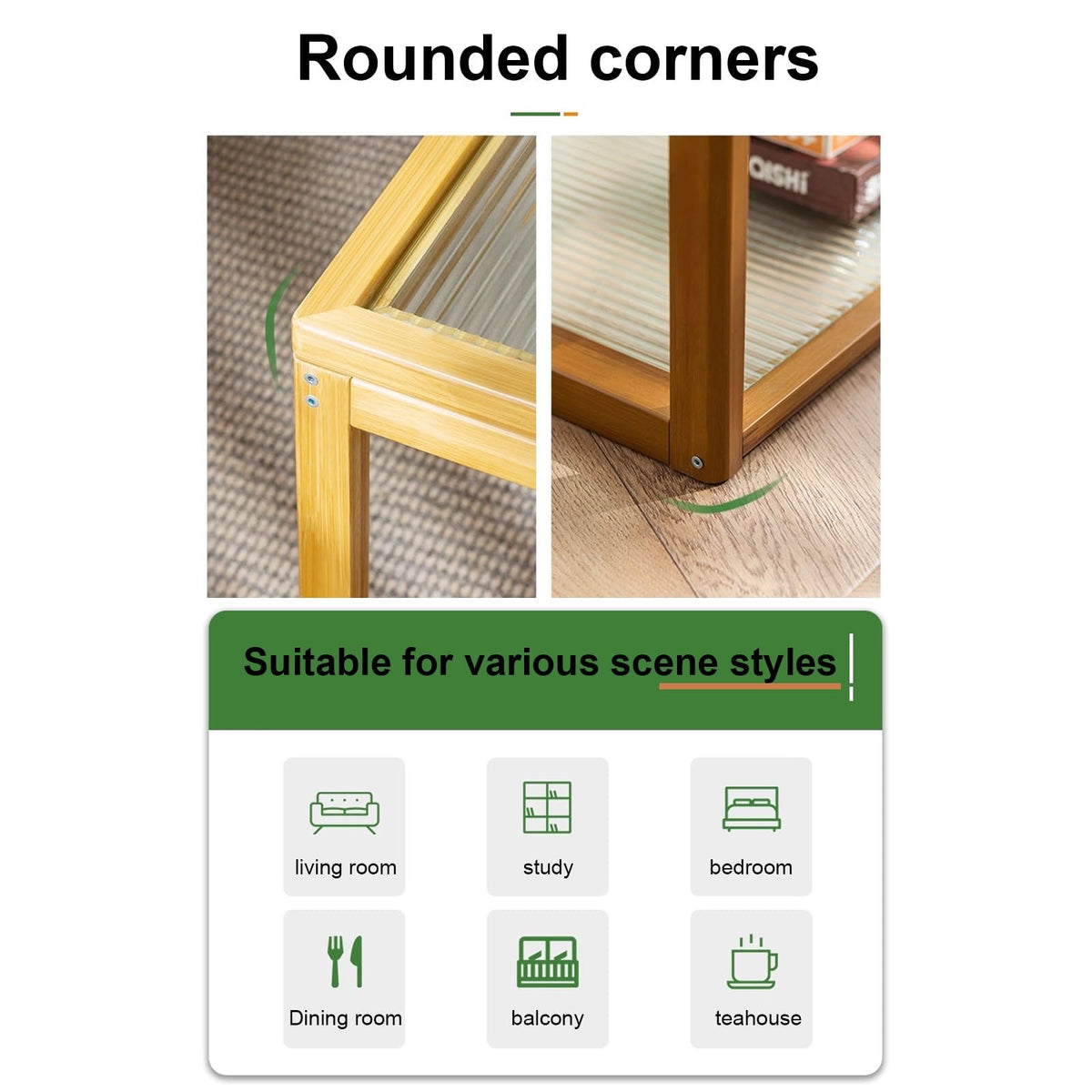 Square Coffee Table Set of Two, Natural Bamboo K360
