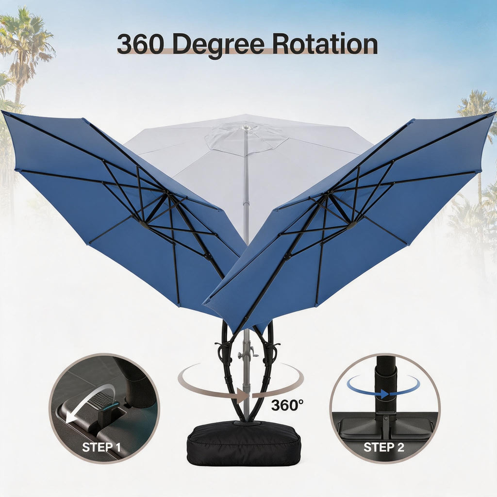 12FT Curvy Cantilever Patio Umbrella with Base O74597