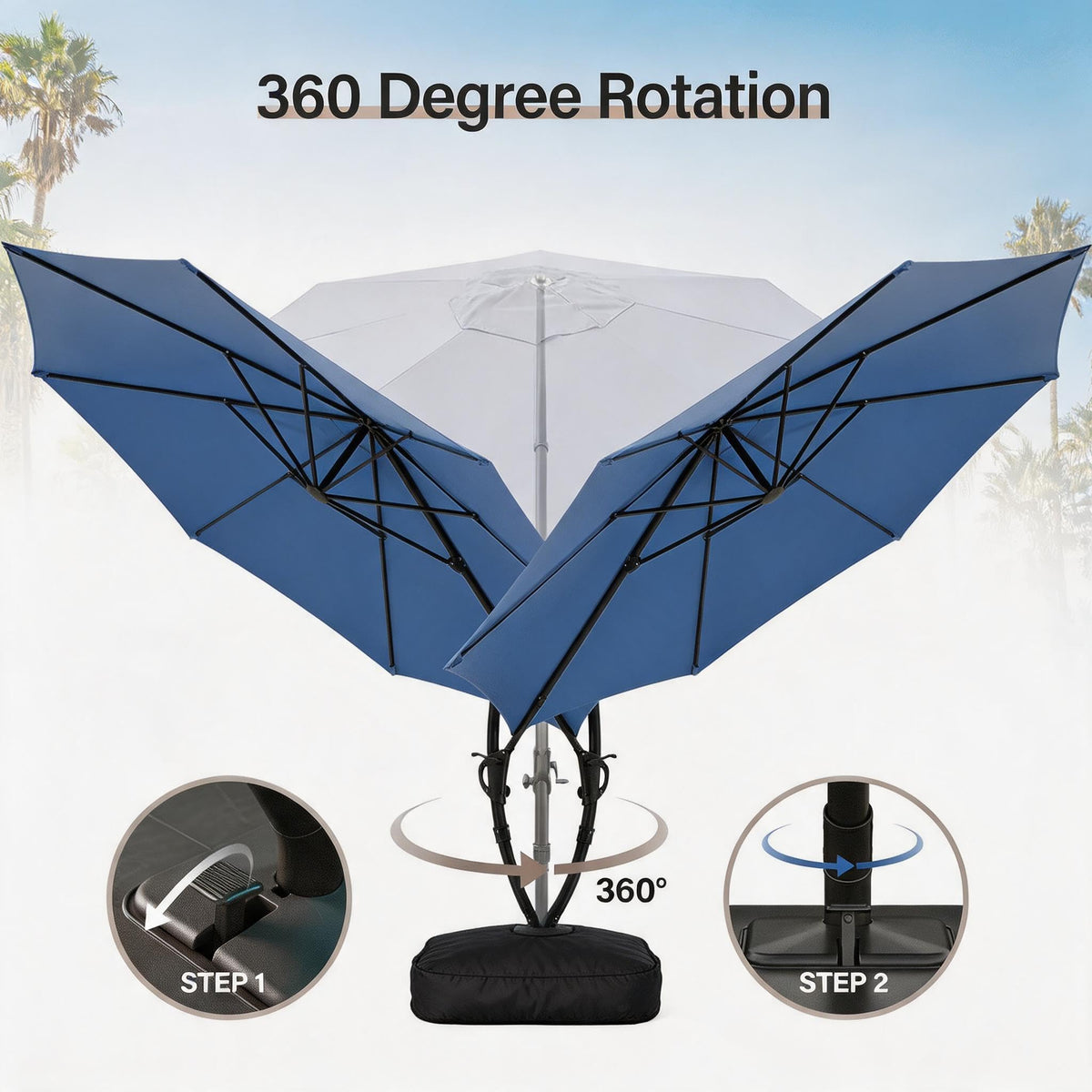 12FT Curvy Cantilever Patio Umbrella with Base O74597