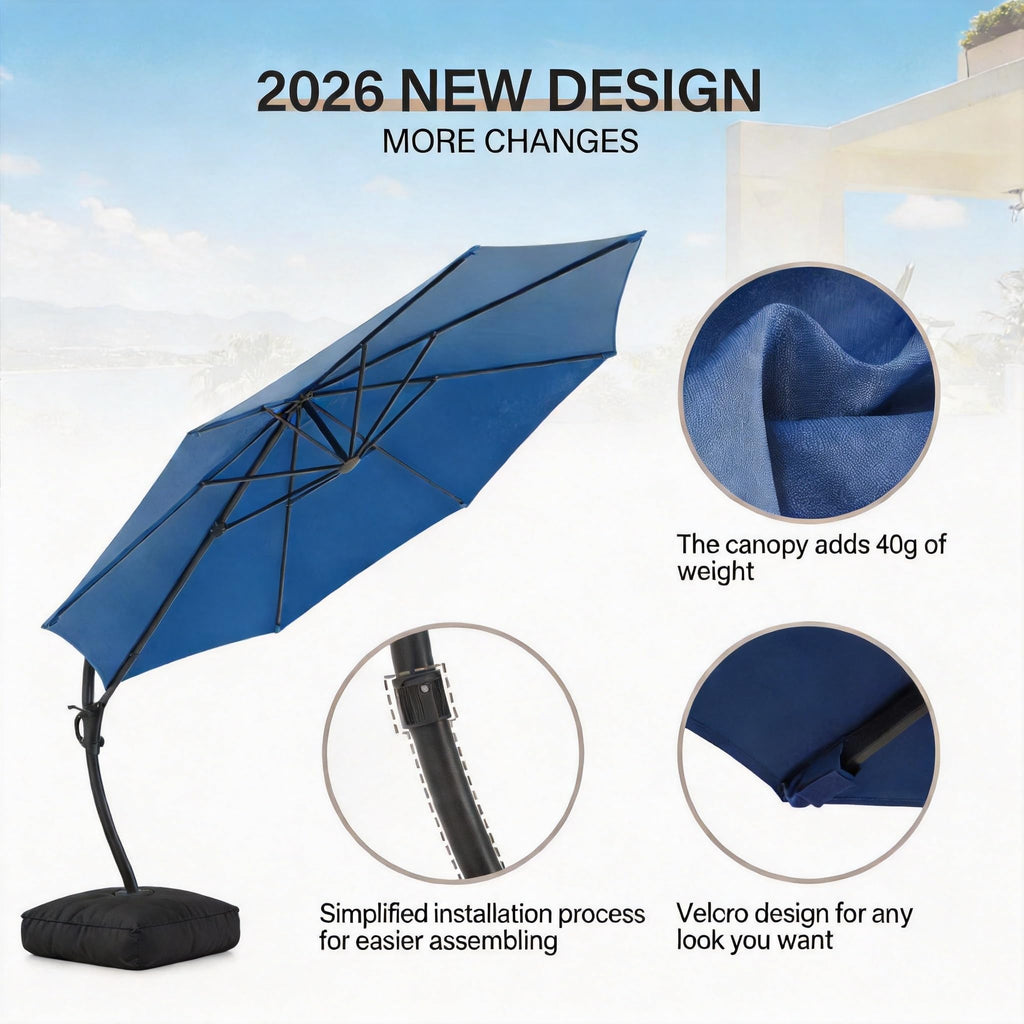 12FT Curvy Cantilever Patio Umbrella with Base O74597