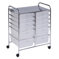 Rolling Craft Storage Cart, Clear, 12-Drawer T96572