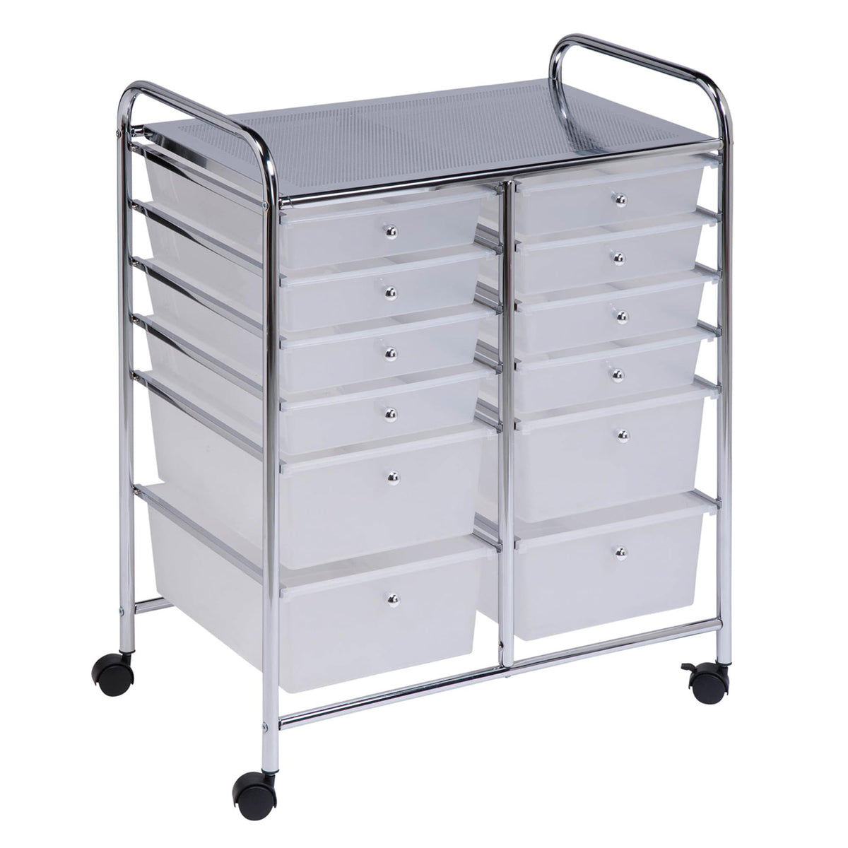 Rolling Craft Storage Cart, Clear, 12-Drawer T96572