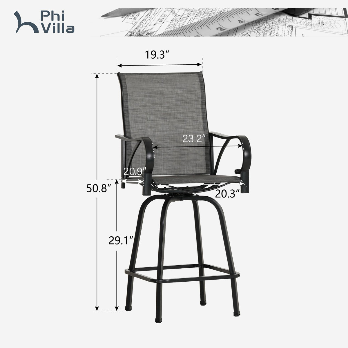 Set of 4 Swivel Outdoor Bar Stools L998