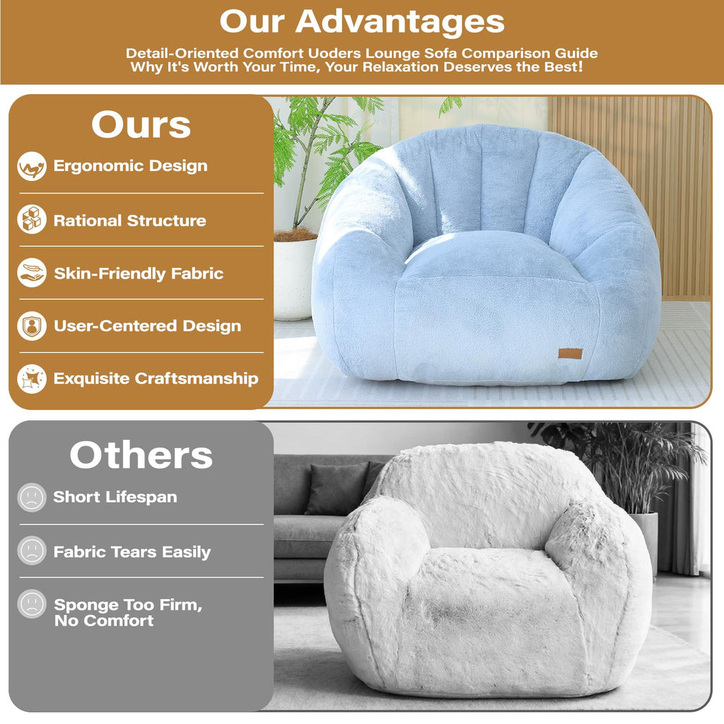 Light Blue Corduroy Bean Bag Chair T9914