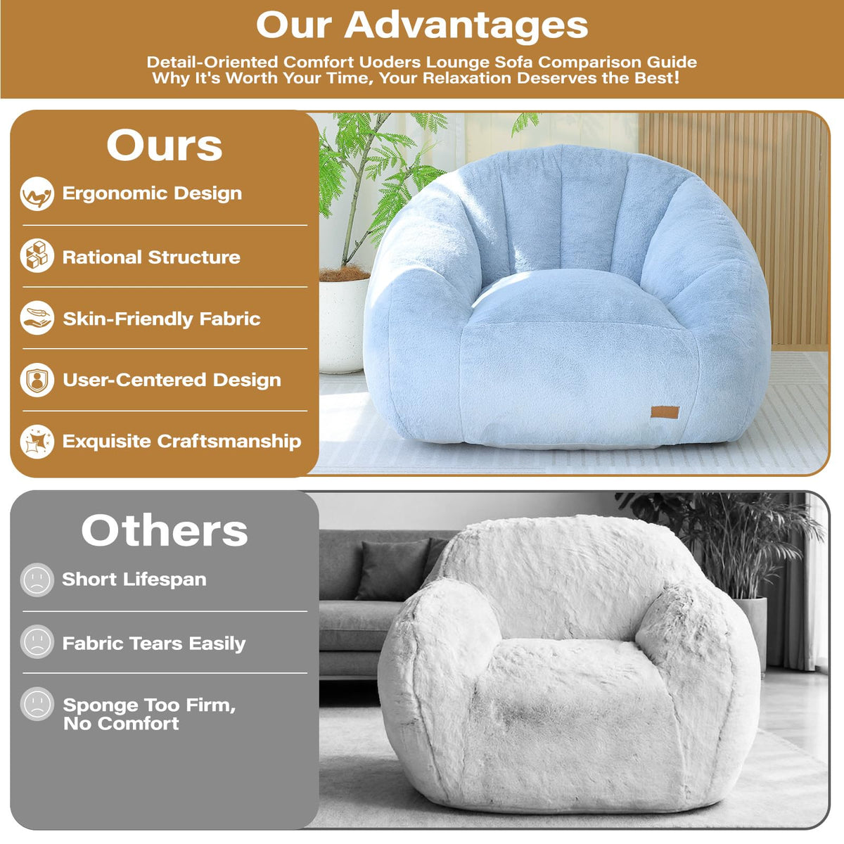 Light Blue Corduroy Bean Bag Chair T9914