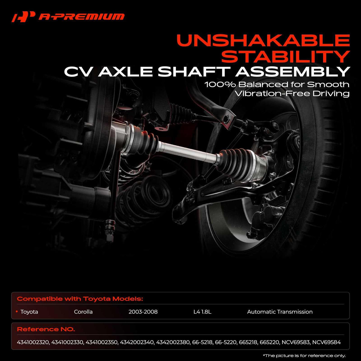 Set of 2 Front CV Axle Shaft Assembly F1365