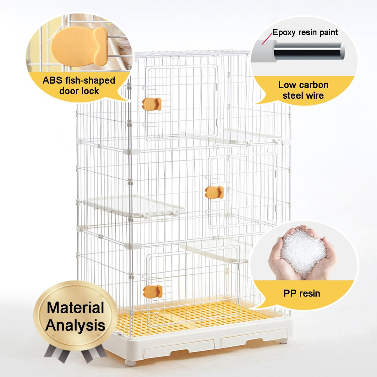 Detachable Metal Wire Cat Enclosure with Litter Box M11265