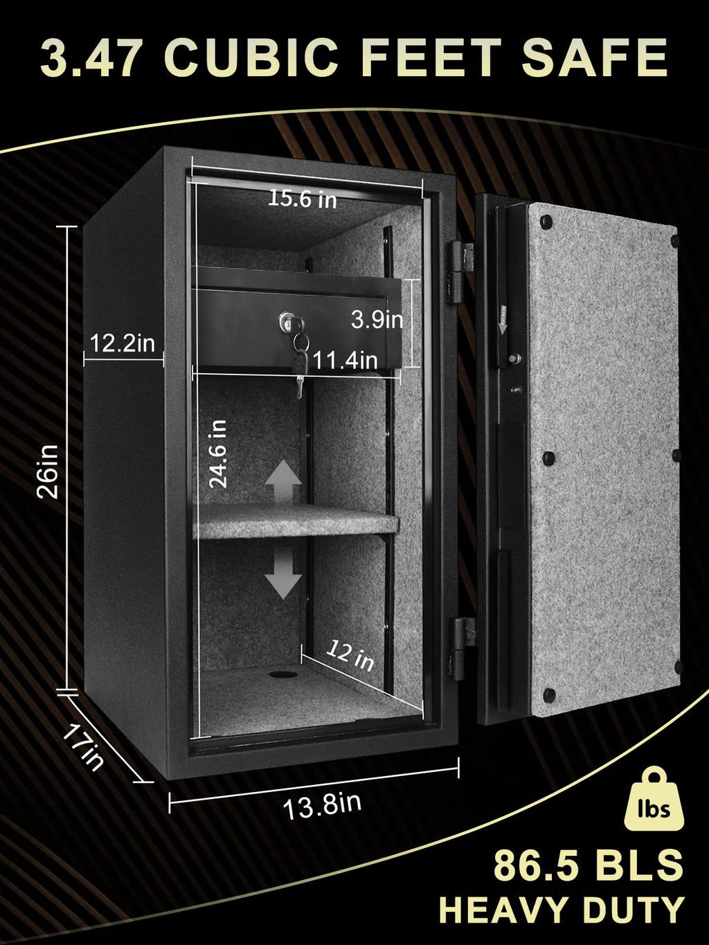Fireproof Safe Box with Drawer, 3.47 Cu Ft X857