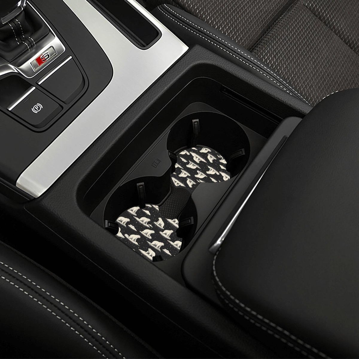 White Bear Print Car Cup Coasters Set of 2 M779167