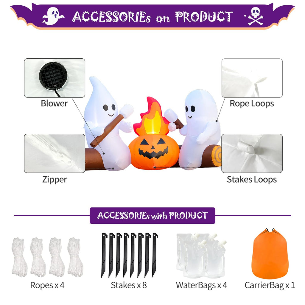 6FT Inflatable Halloween Decorations with Built-in LEDs J130