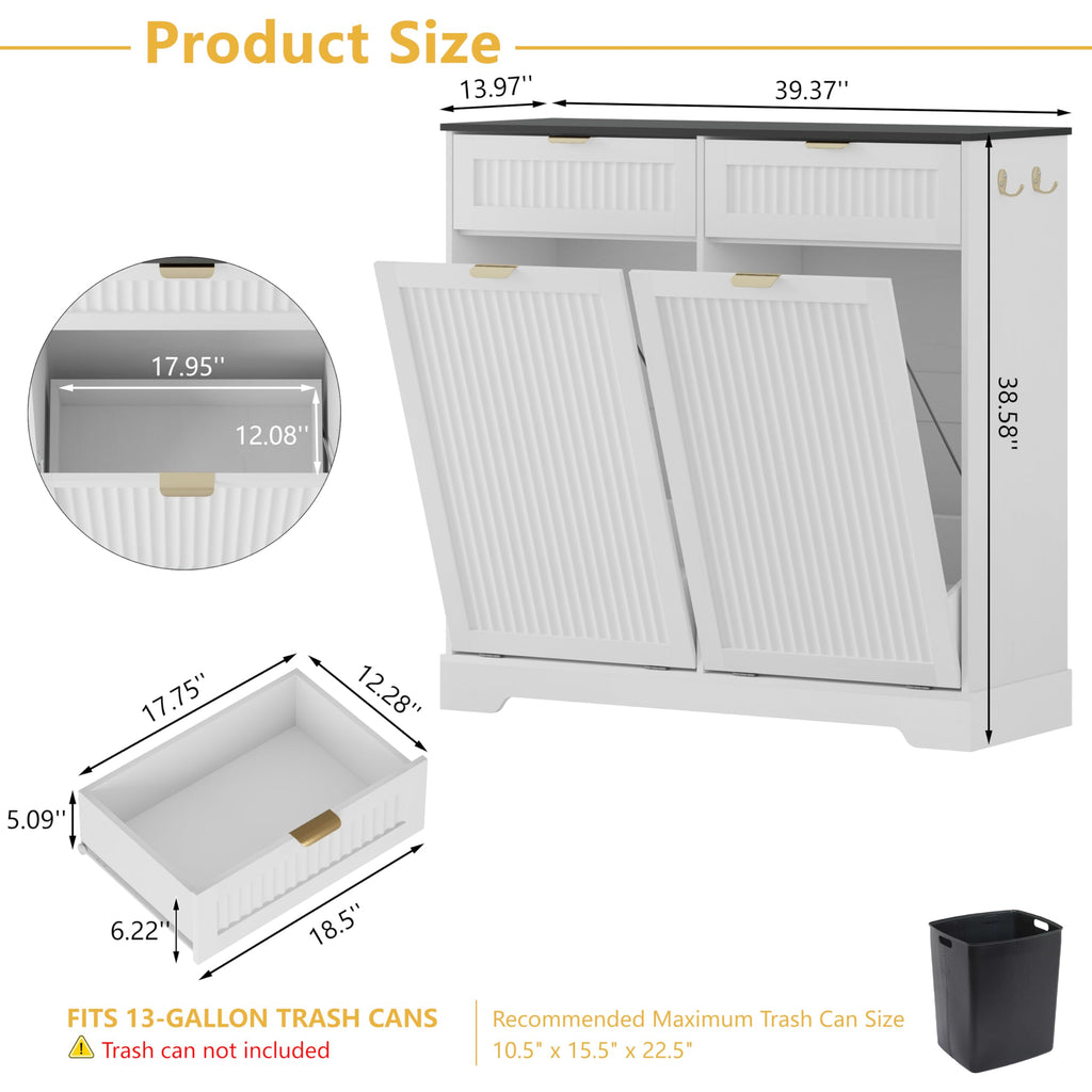 13 Gallon Tilt Out Trash Can Cabinet with Drawer L11014