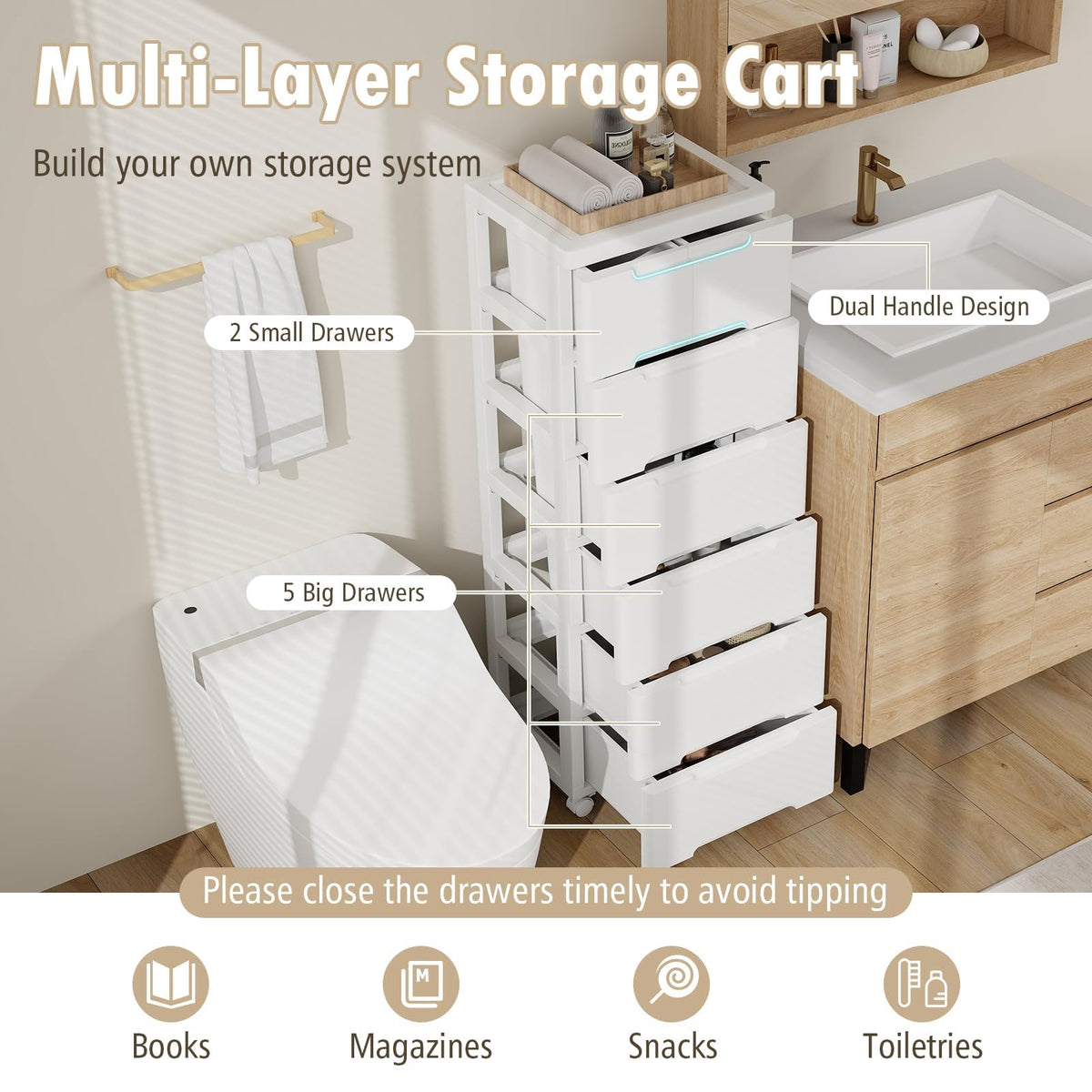 Storage Cabinet with 6 Plastic Drawers J7841
