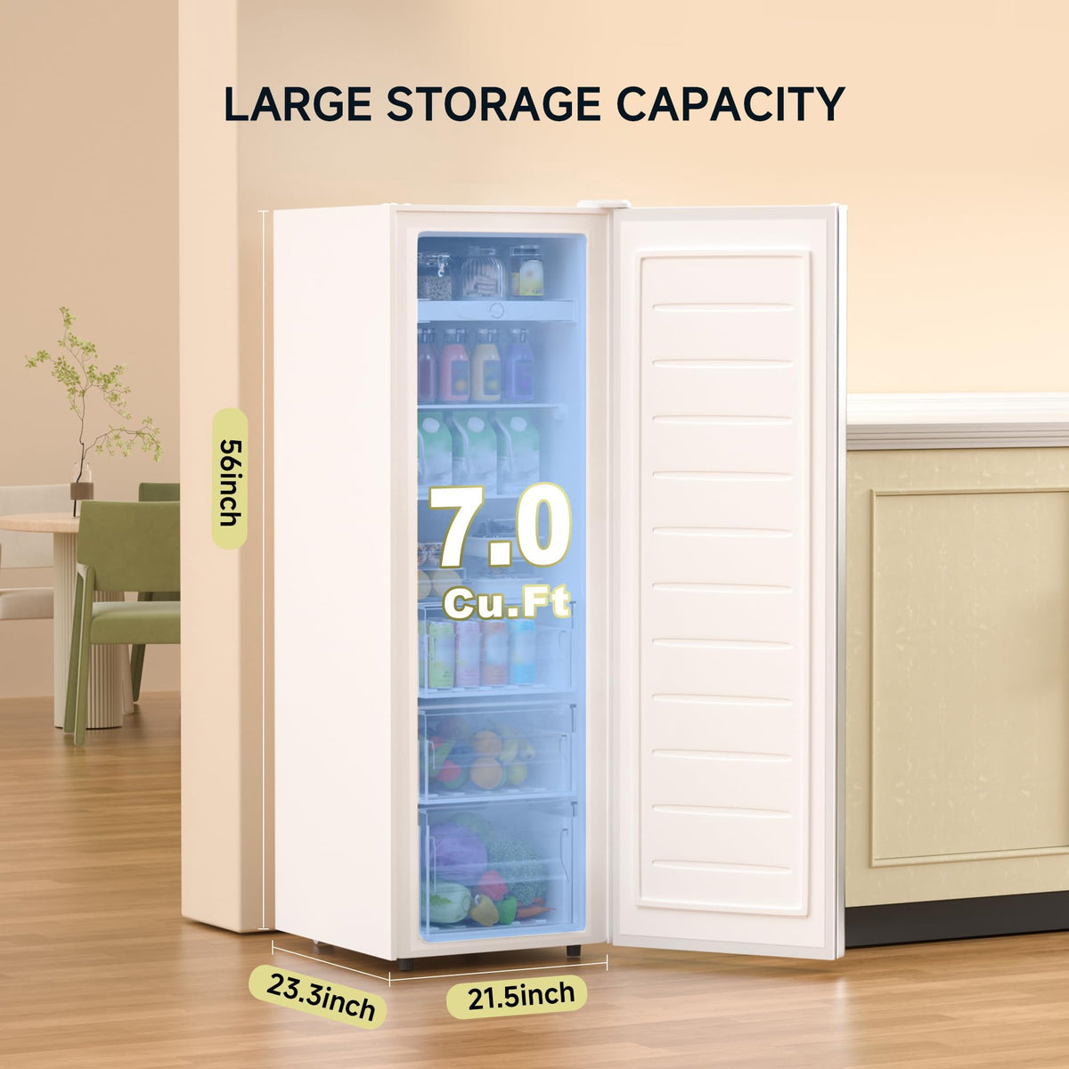 7.0 Cu.ft Convertible Upright Freezer/Refrigerator White D1540