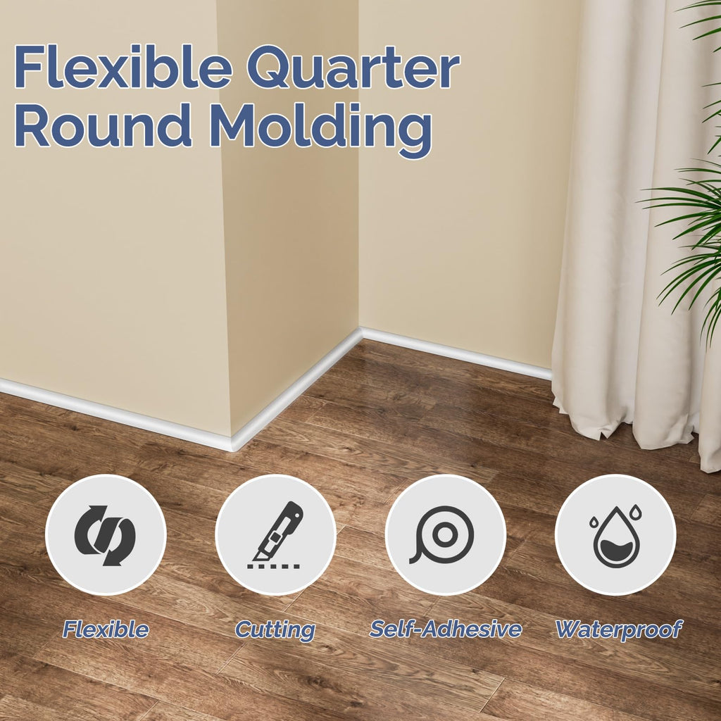 Quarter Round Molding Peel and Stick Baseboard Trim Q5900
