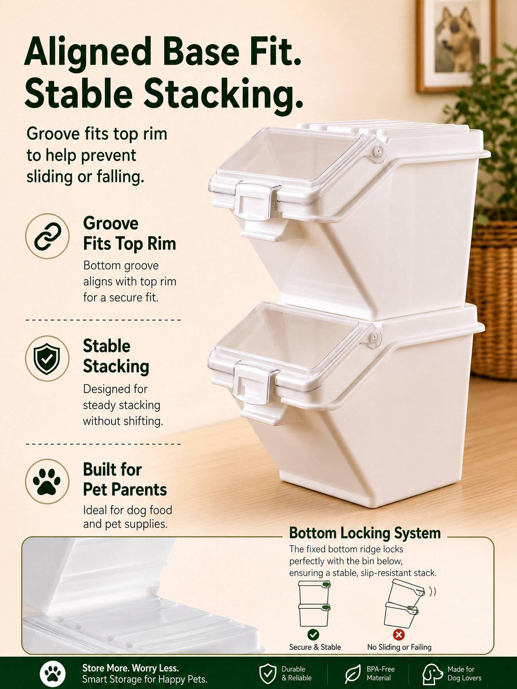 3 Pack Dog Food Storage Container with Scoop N18252