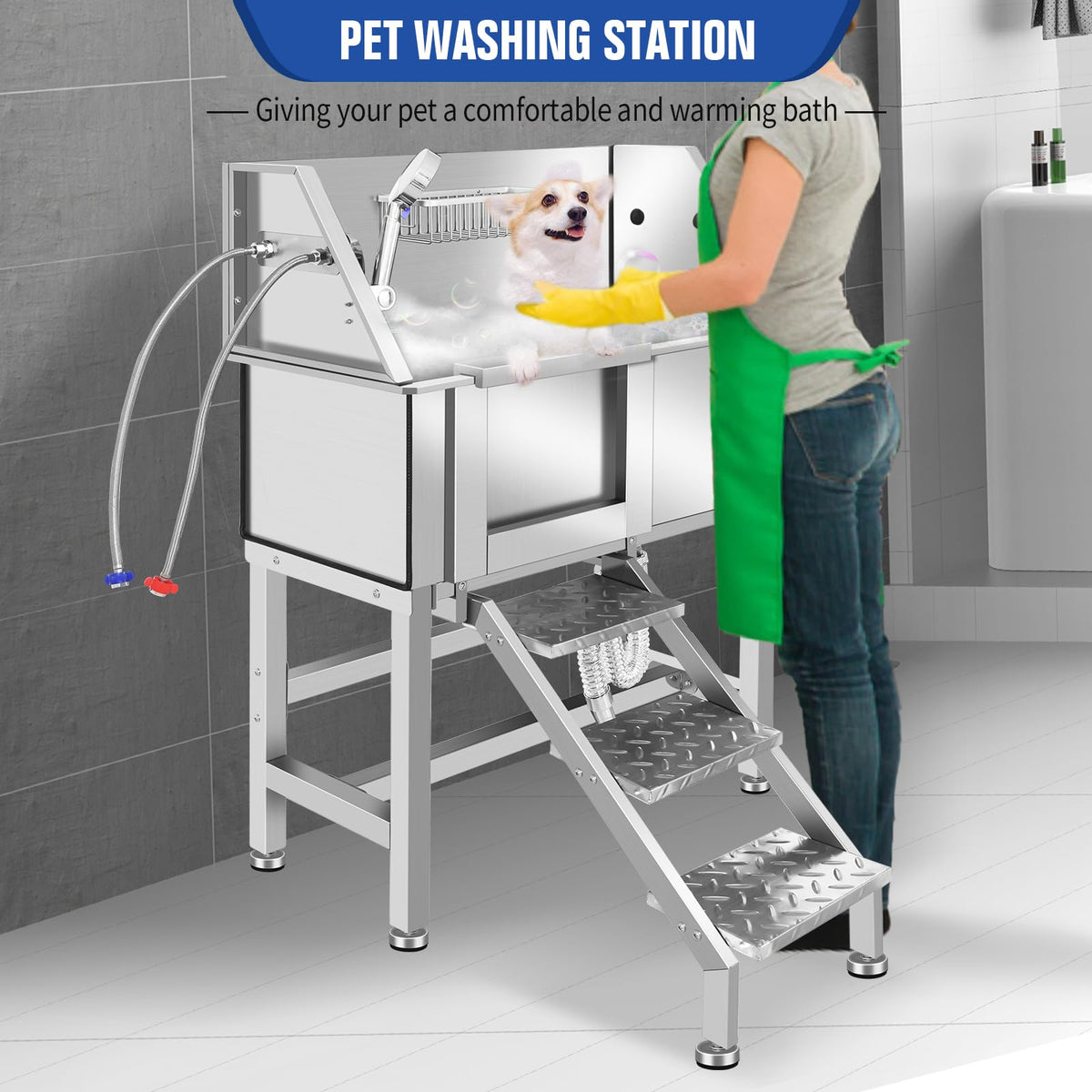Height Adjustable Stainless Steel Dog Grooming Tub T39071