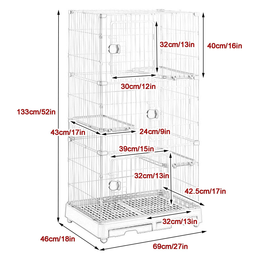 Detachable Metal Wire Cat Enclosure with Litter Box M11265