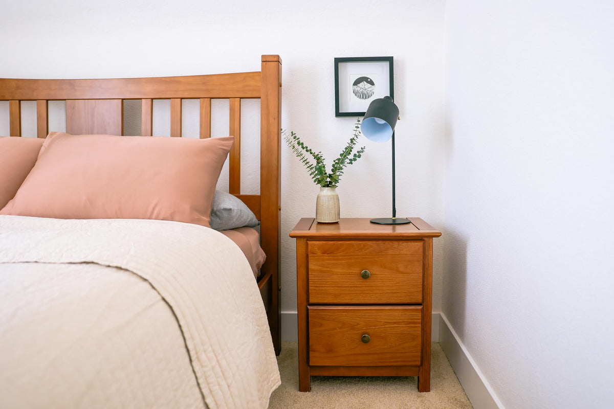 2-Drawer Solid Wood Nightstand B347