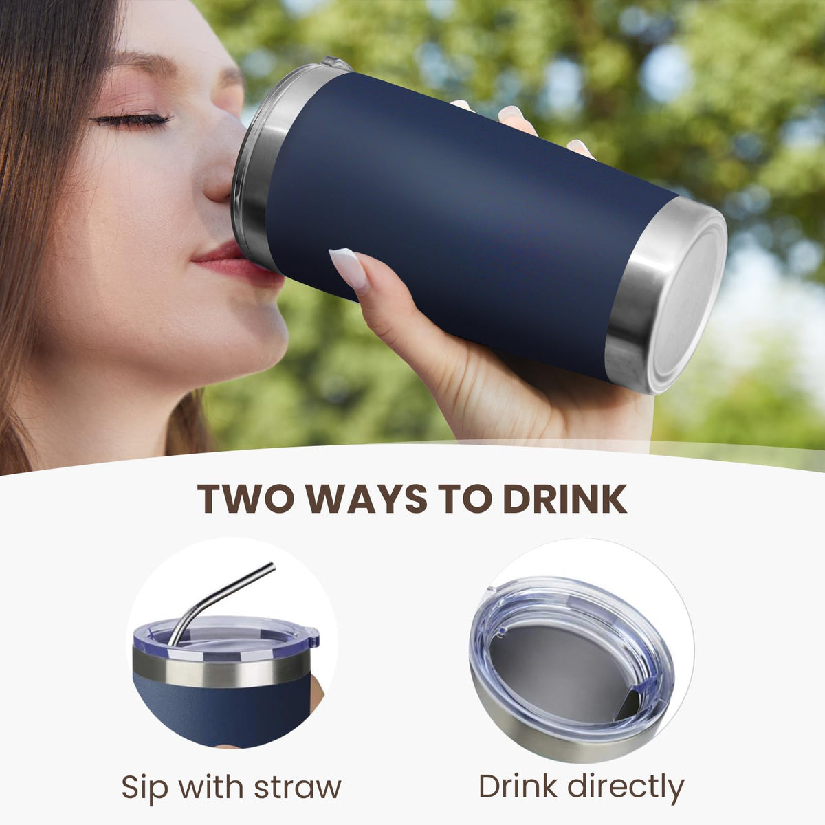 20oz Stainless Steel Insulated Tumbler with Lid and Straw I51829
