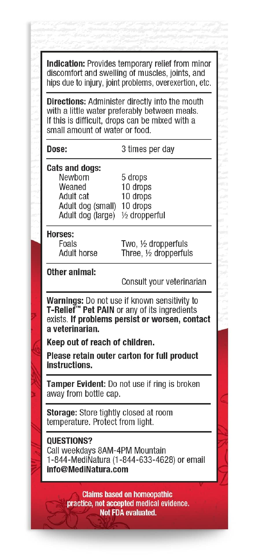 Pet Discomfort Relief Oral Drops 1.69 oz I13914