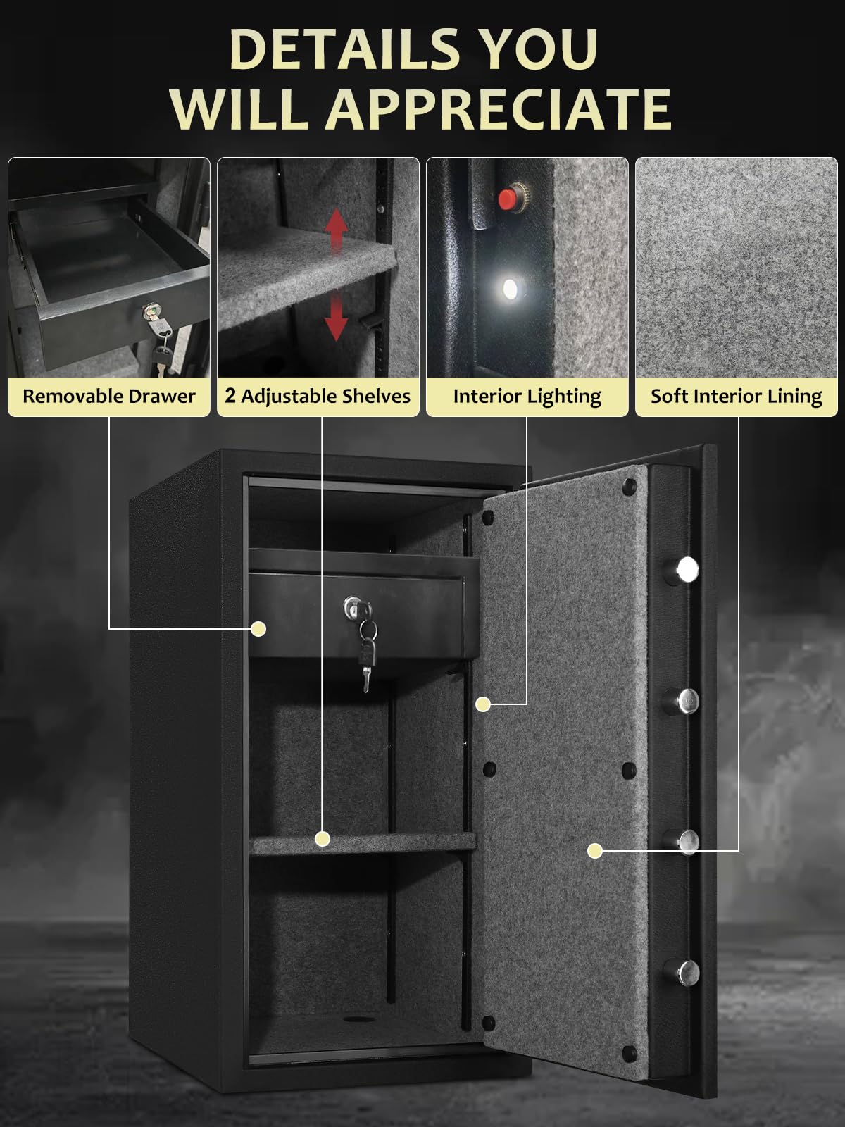 Fireproof Safe Box with Drawer, 3.47 Cu Ft X857