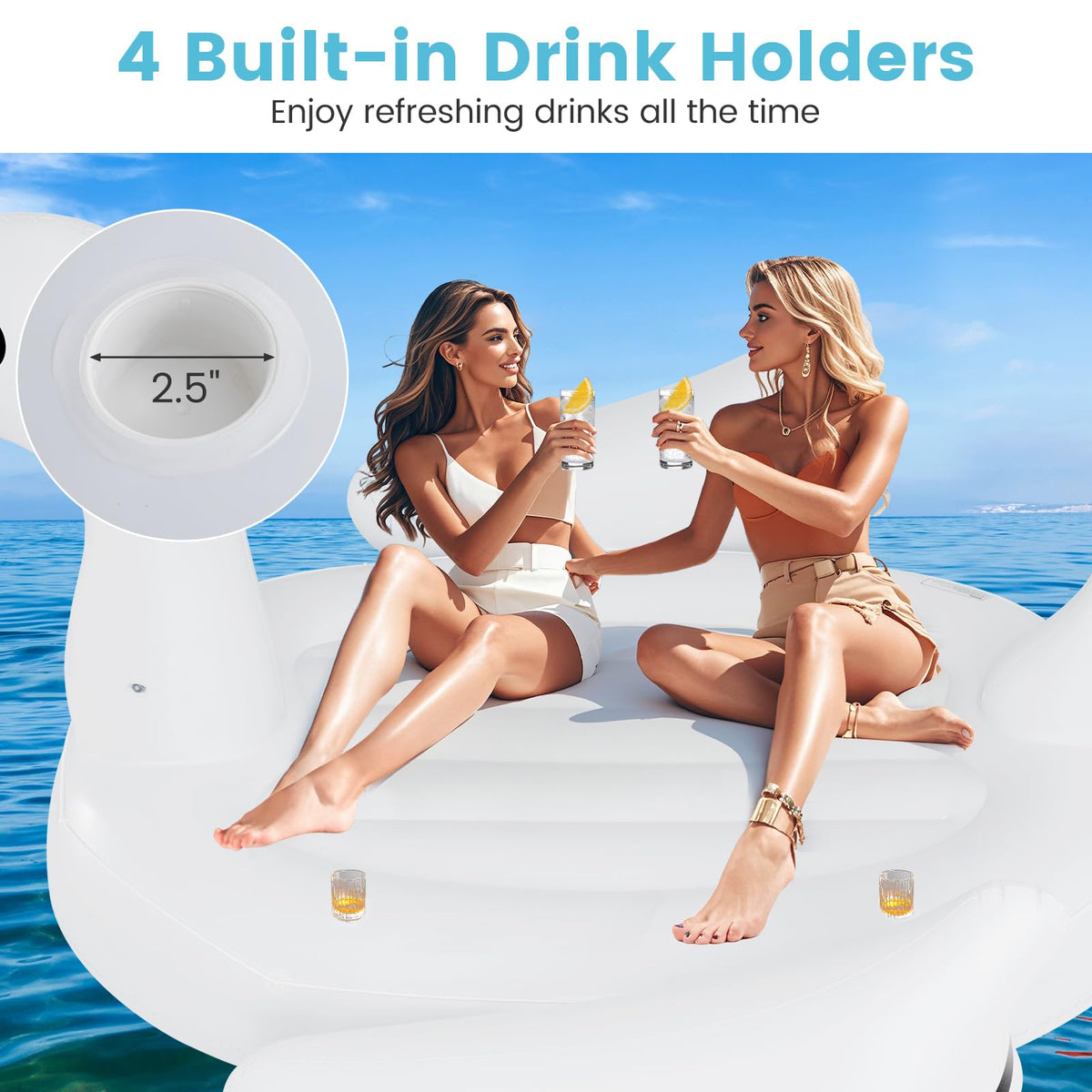 4-Person Inflatable Pool Float with Cup Holders D135488