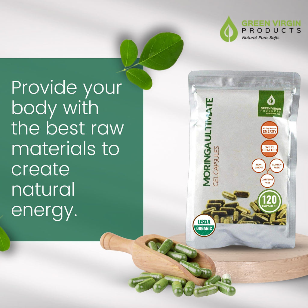 Organic Moringa Leaf Powder Vegan Capsules X145