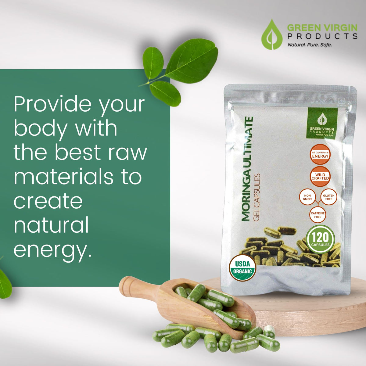 Organic Moringa Leaf Powder Vegan Capsules X145