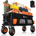 Foldable Beach Wagon with Big Balloon Wheels, 560lbs, Black G582
