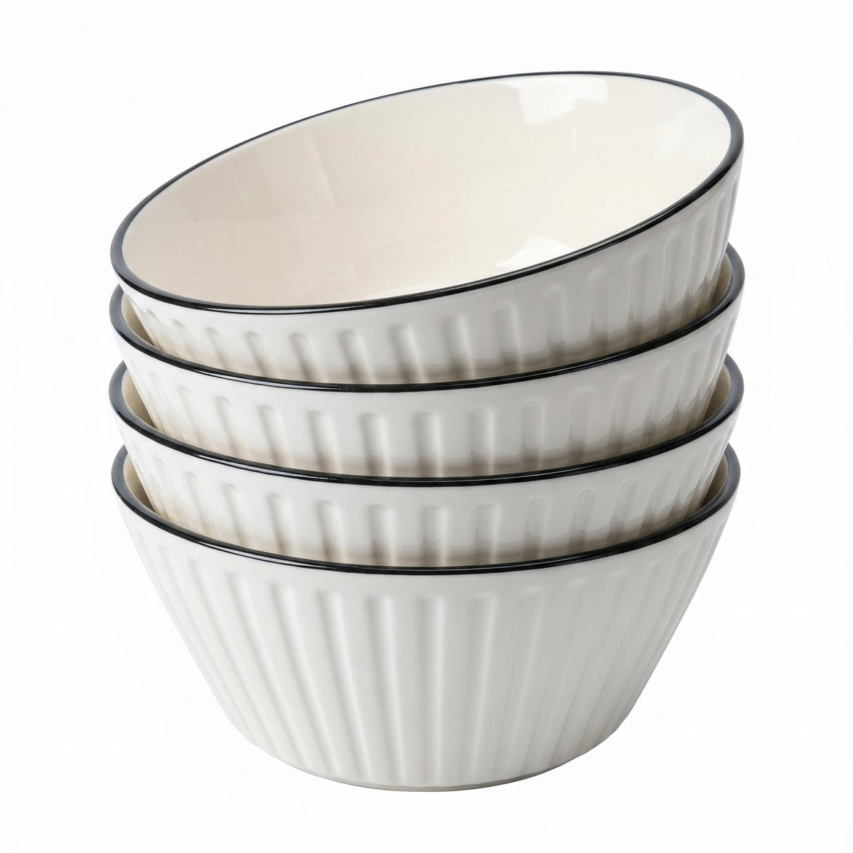 White Ceramic Serving Bowls Set of 4 F386416