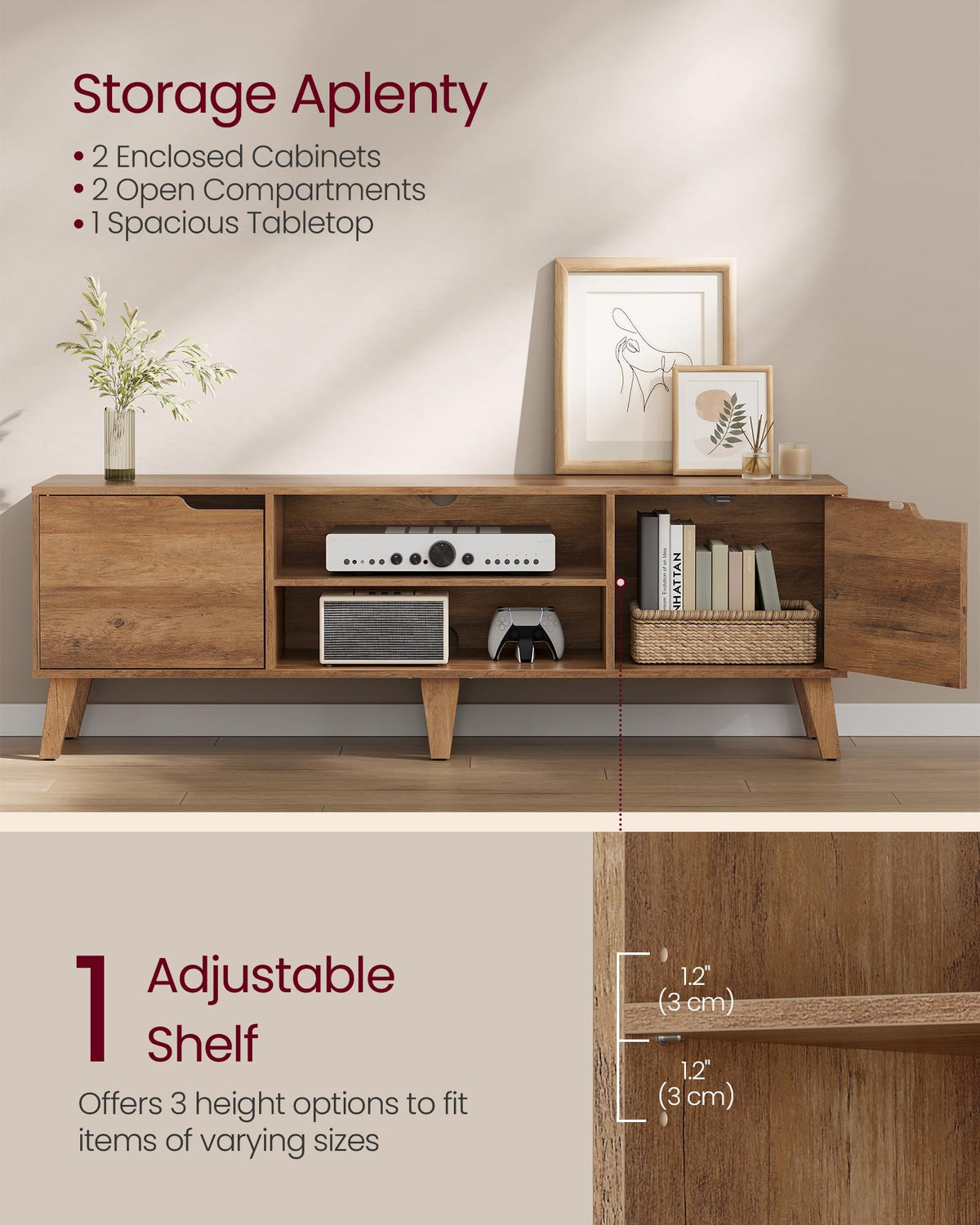TV Stand with Adjustable Shelf A4110