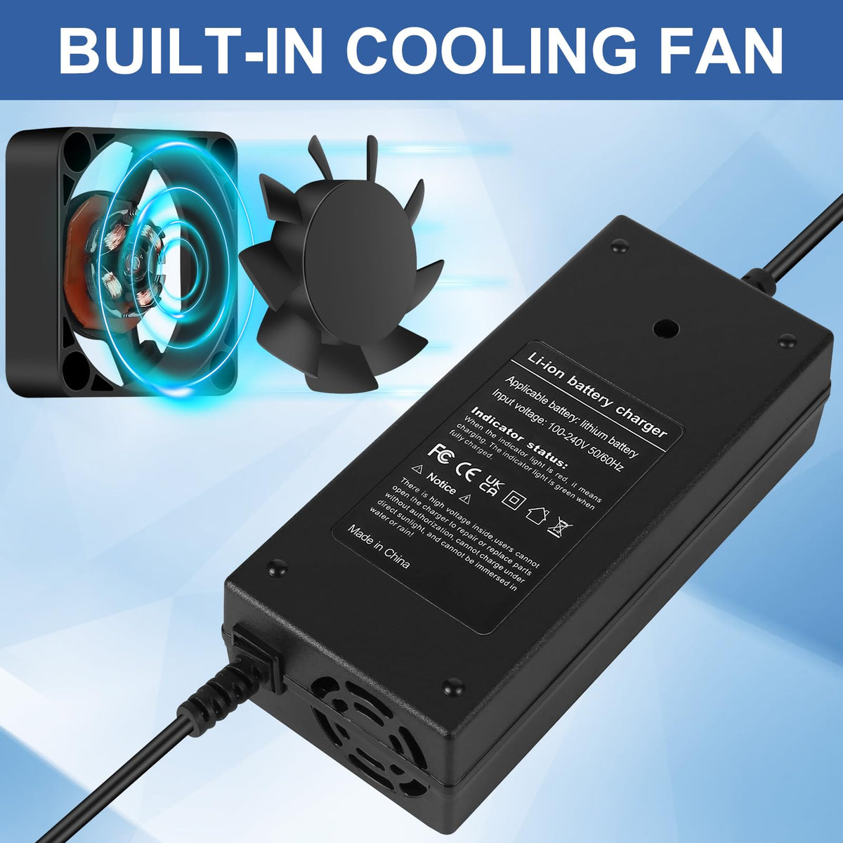 54.6V 2A 3 Prong Scooter Charger for 48V Lithium Battery V944214