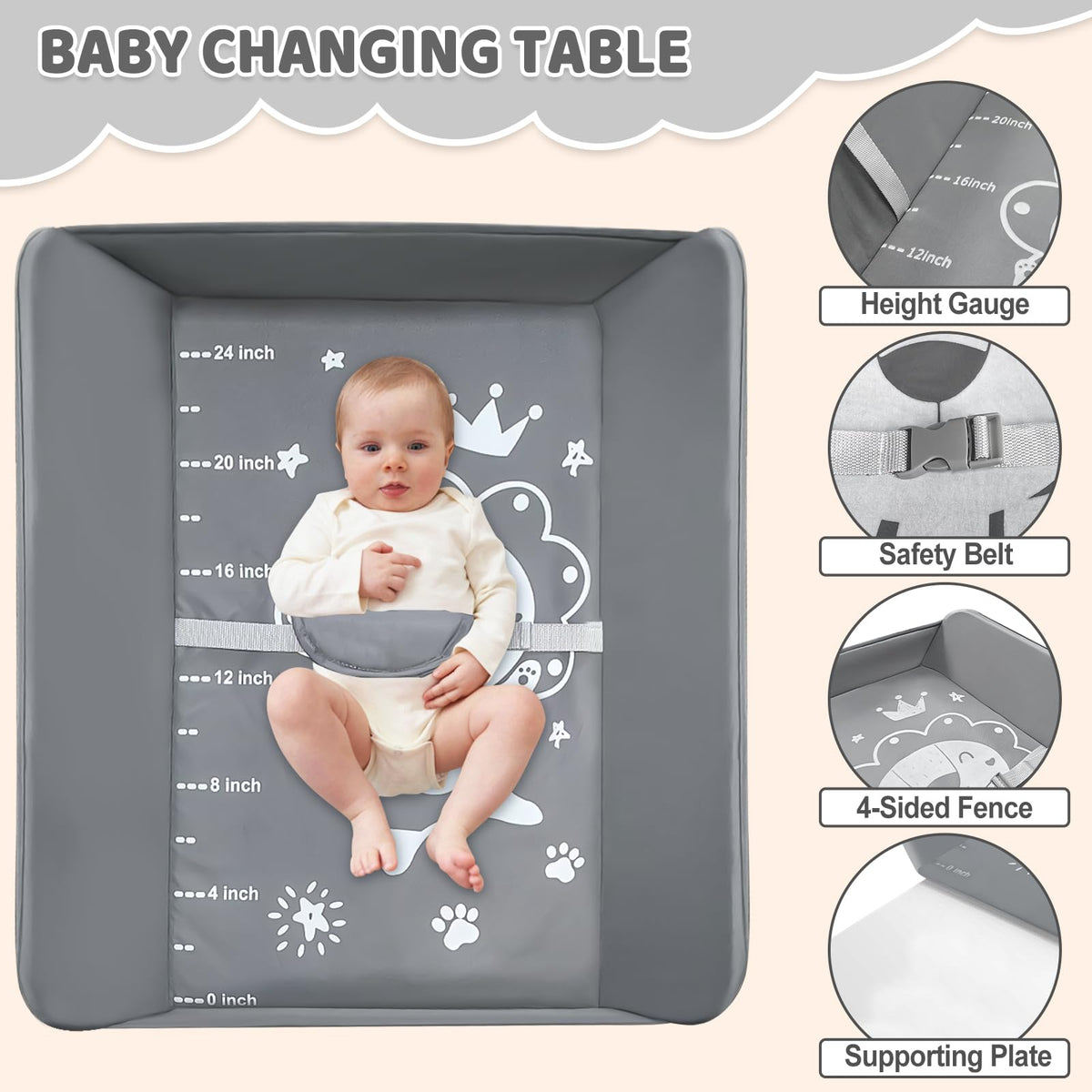 Portable Folding Baby Changing Table with Wheels C610298