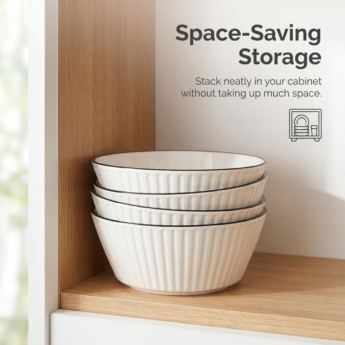 White Ceramic Serving Bowls Set of 4 F386416