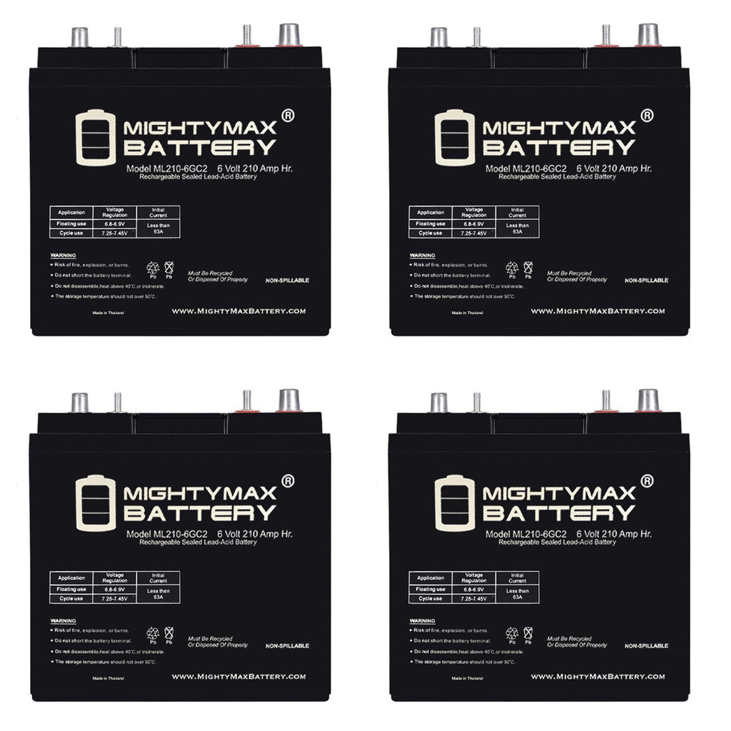 6V 210AH Dual Terminal SLA Replacement Battery 4 Pack D603072