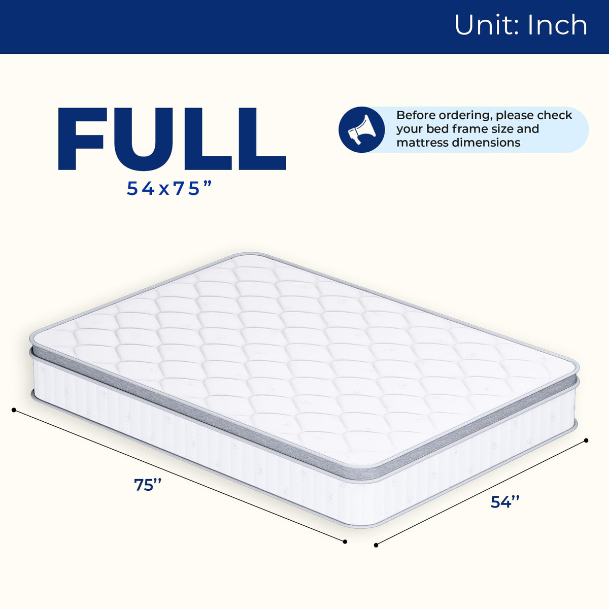 Full Size 10 Inch Hybrid Pocket Spring Mattress R34910