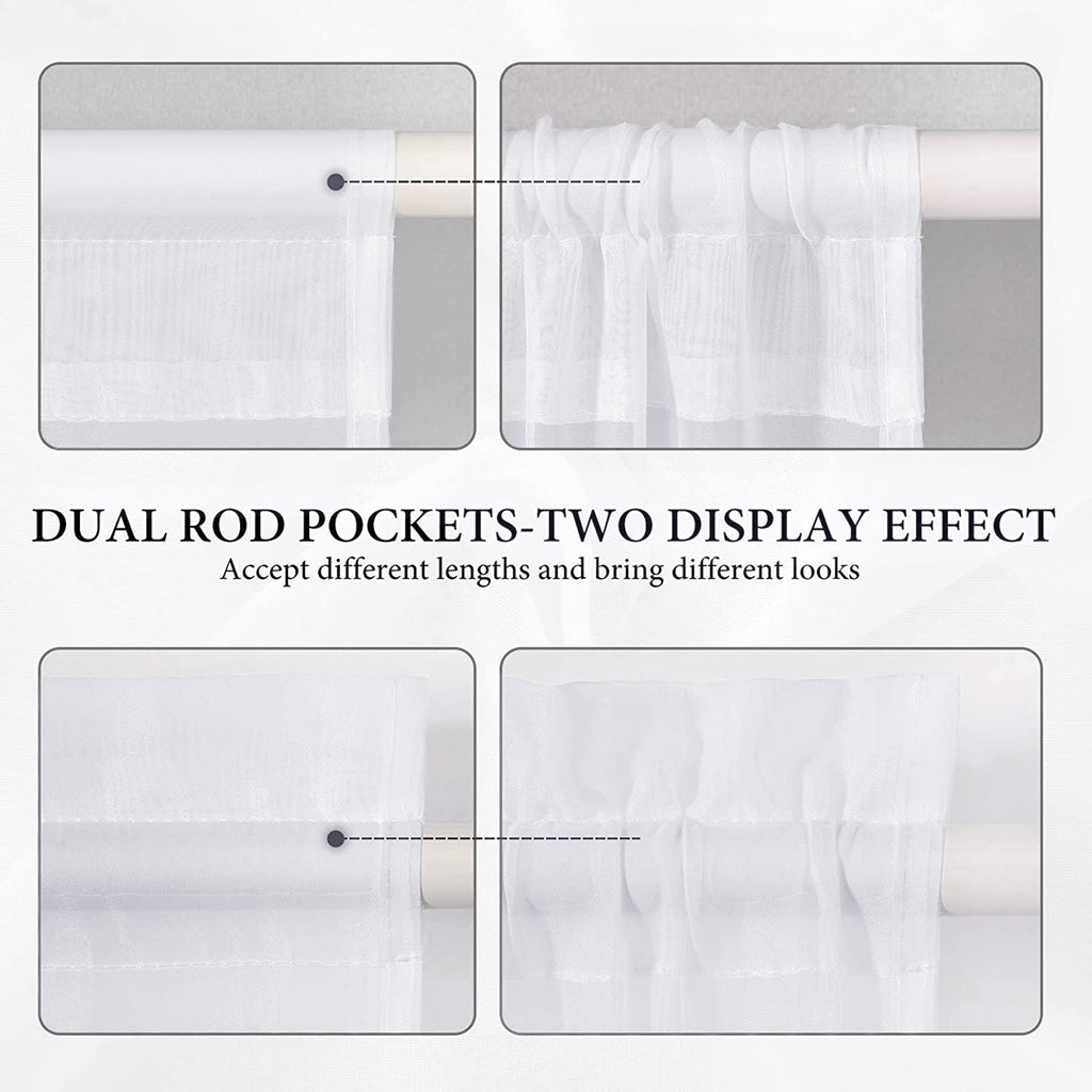 White 25 x 72 Inches Sidelight Sheer Curtains H252226