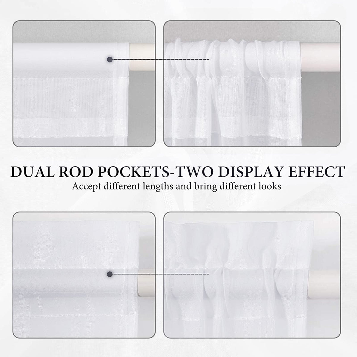 White 25 x 72 Inches Sidelight Sheer Curtains H252226