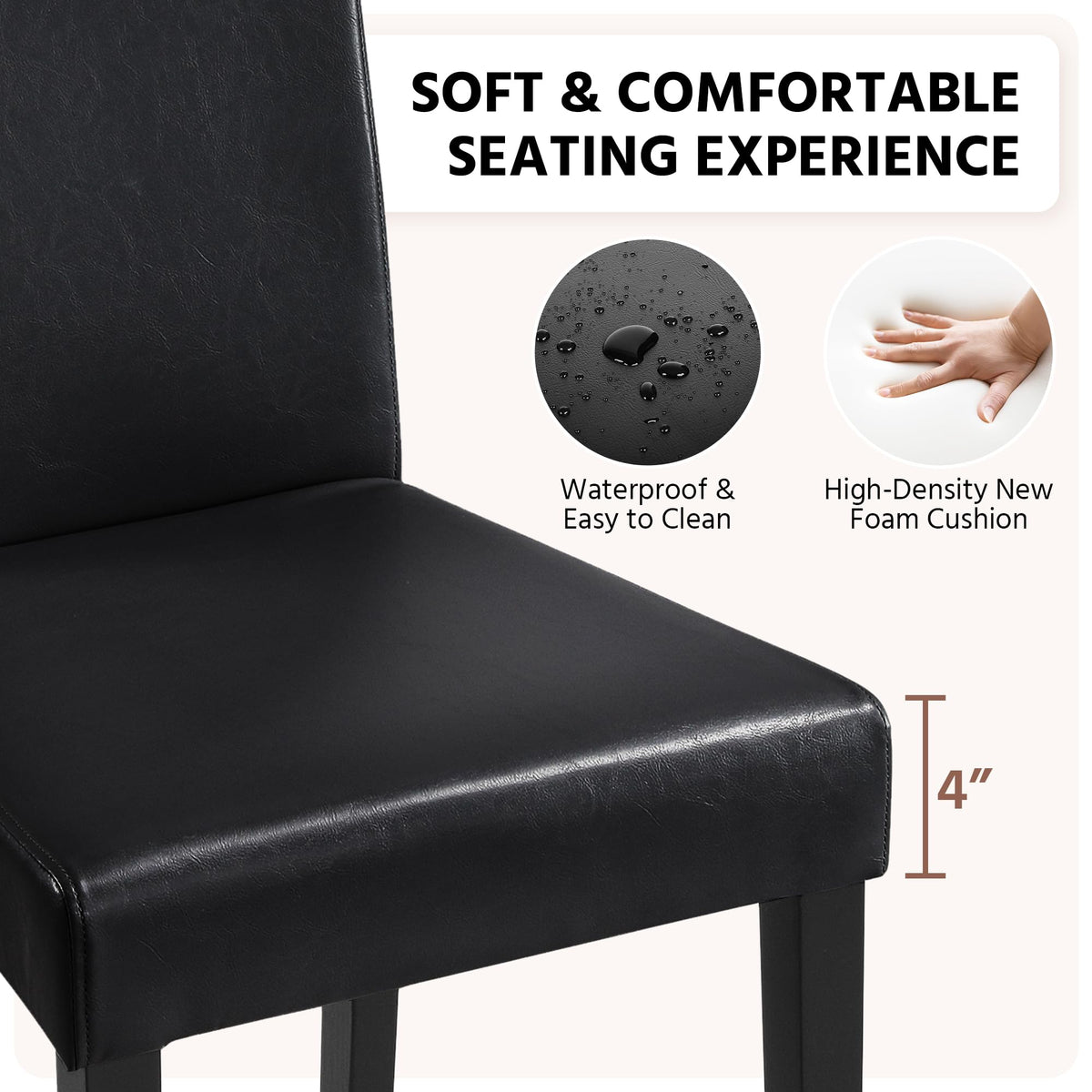 Dining Chairs Set of 4 Upholstered Black A890