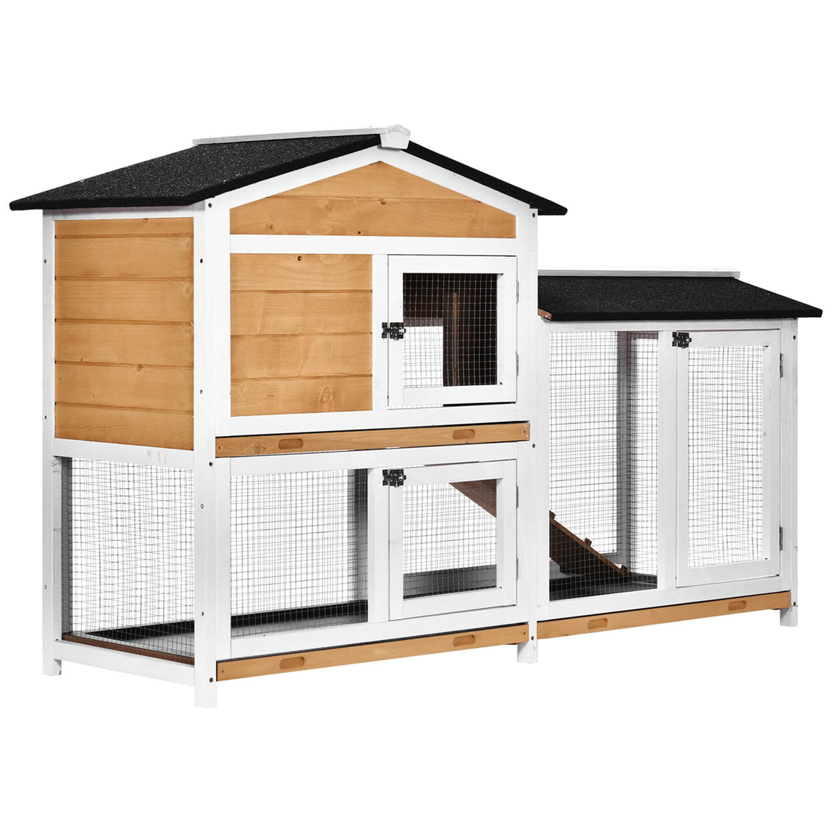 62" Wooden Small Animal Hutch with Run Area S565
